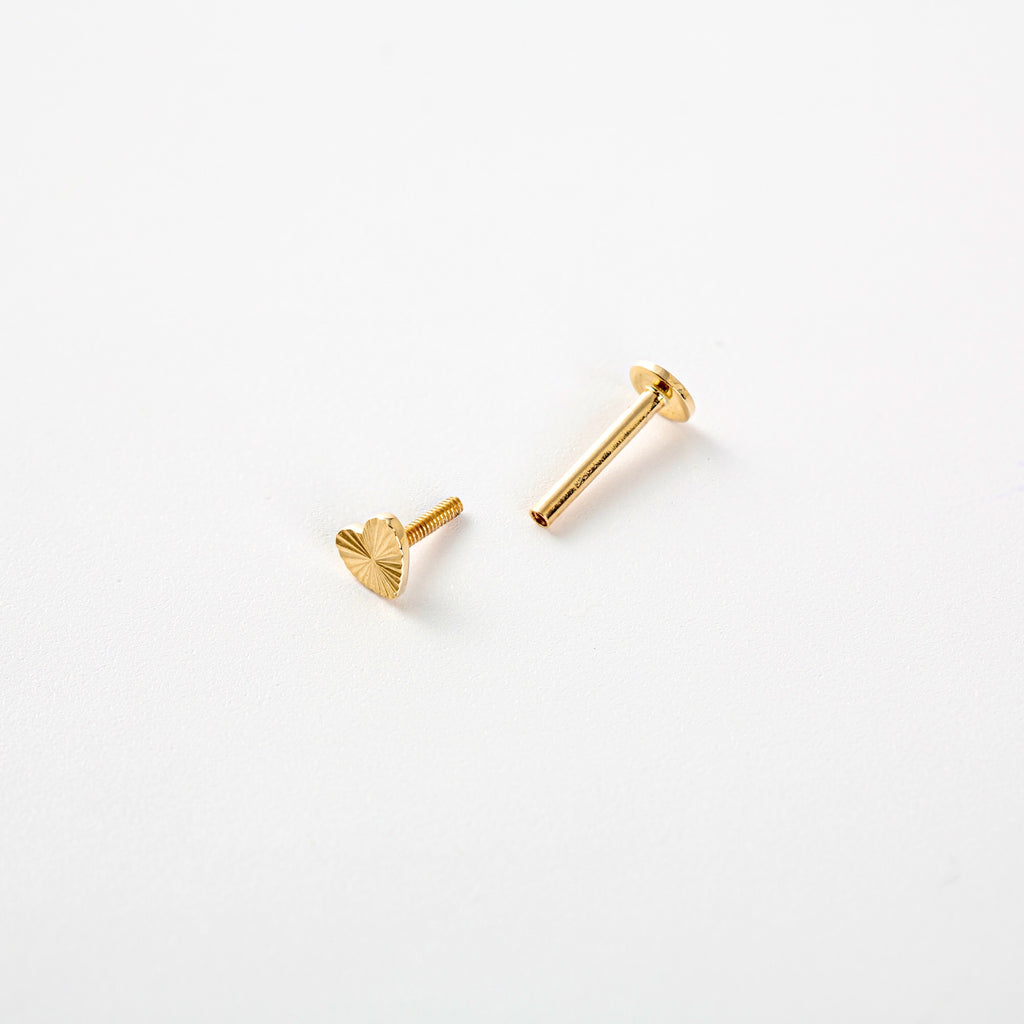 14ct Solid Gold Sunburst Heart Stud Earrings