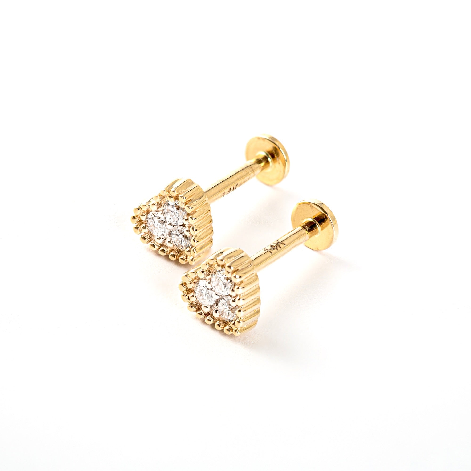14ct Solid Gold Diamond Heart Stud Earrings