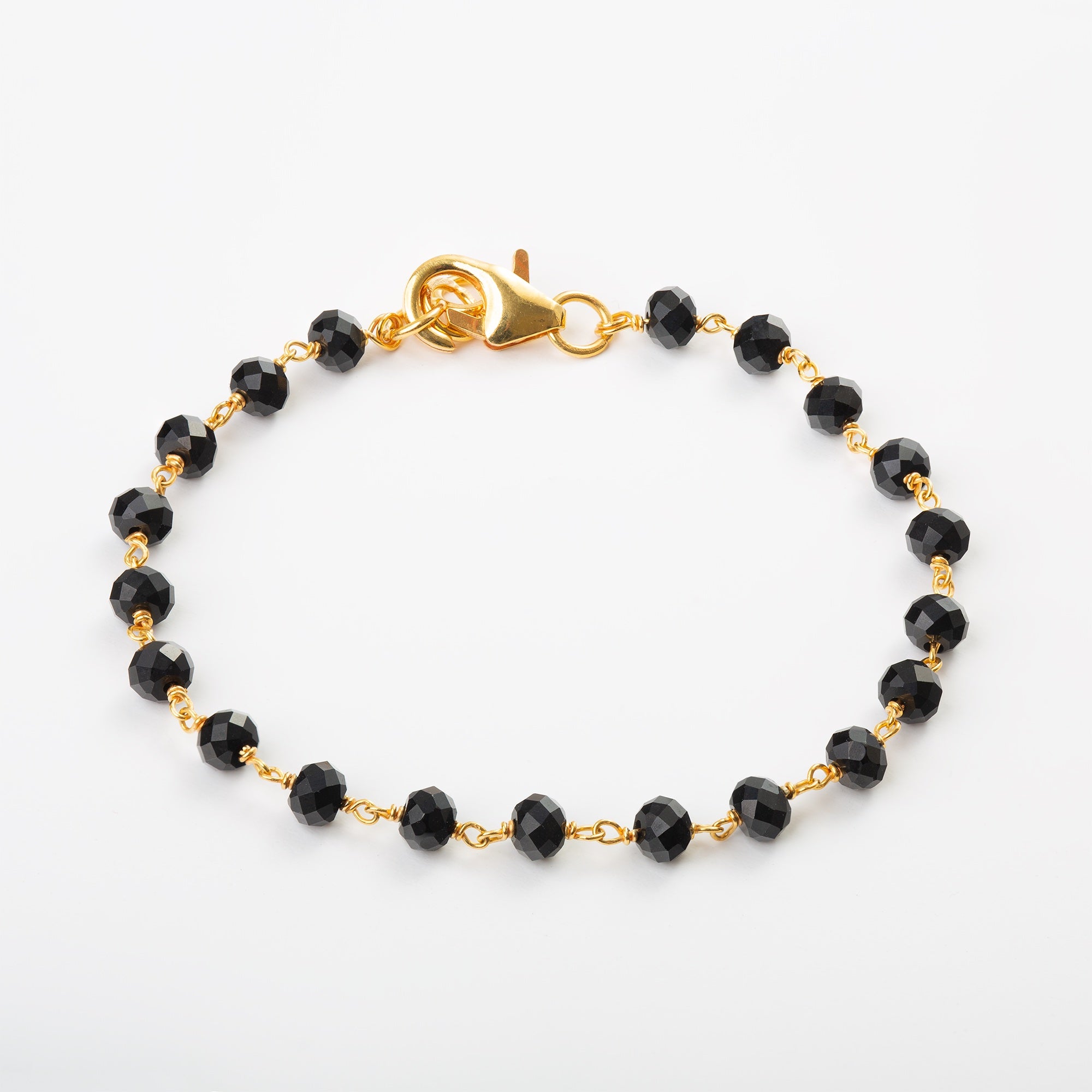 14ct Solid Gold and Black Onyx Beads Nazariya Bracelet