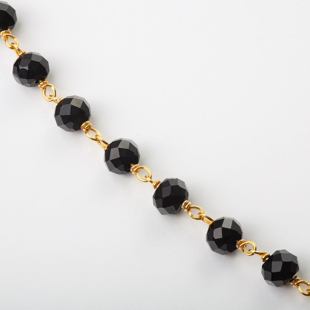 14ct Solid Gold and Black Onyx Beads Nazariya Bracelet