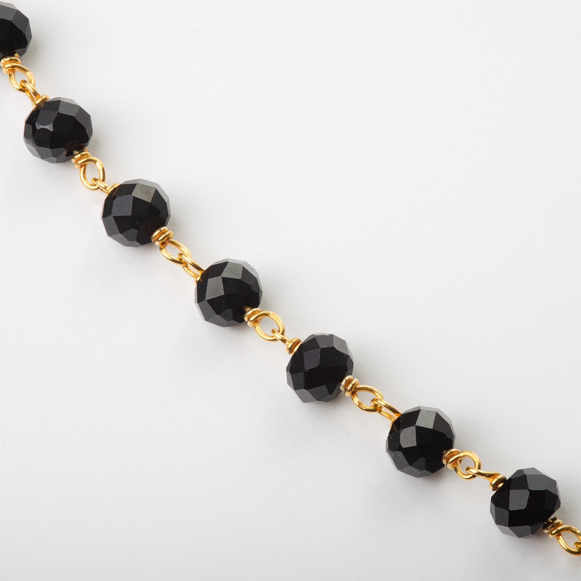 14ct Solid Gold and Black Onyx Beads Nazariya Bracelet