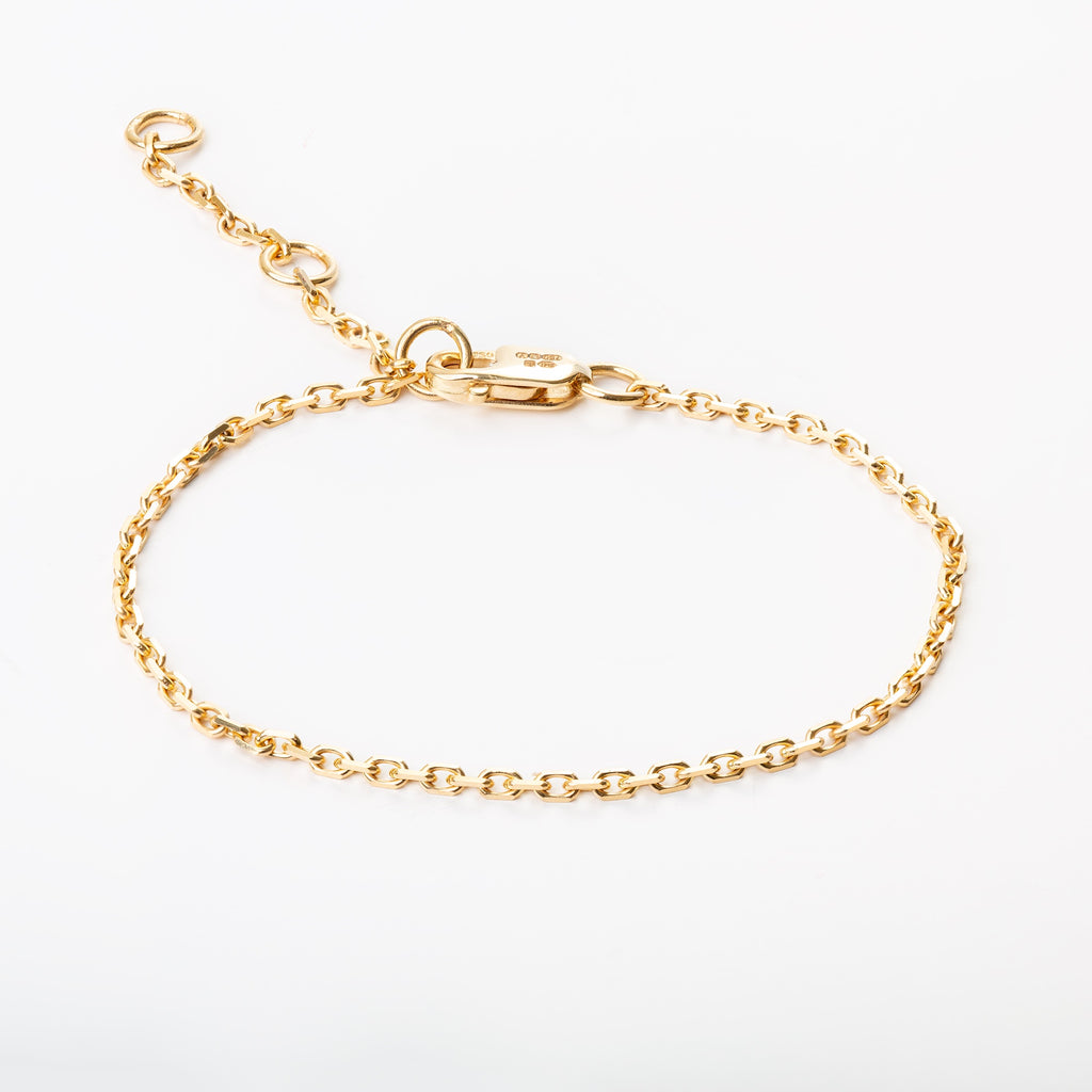 18ct Solid Gold Diamond Cut Chain Children's Bracelet