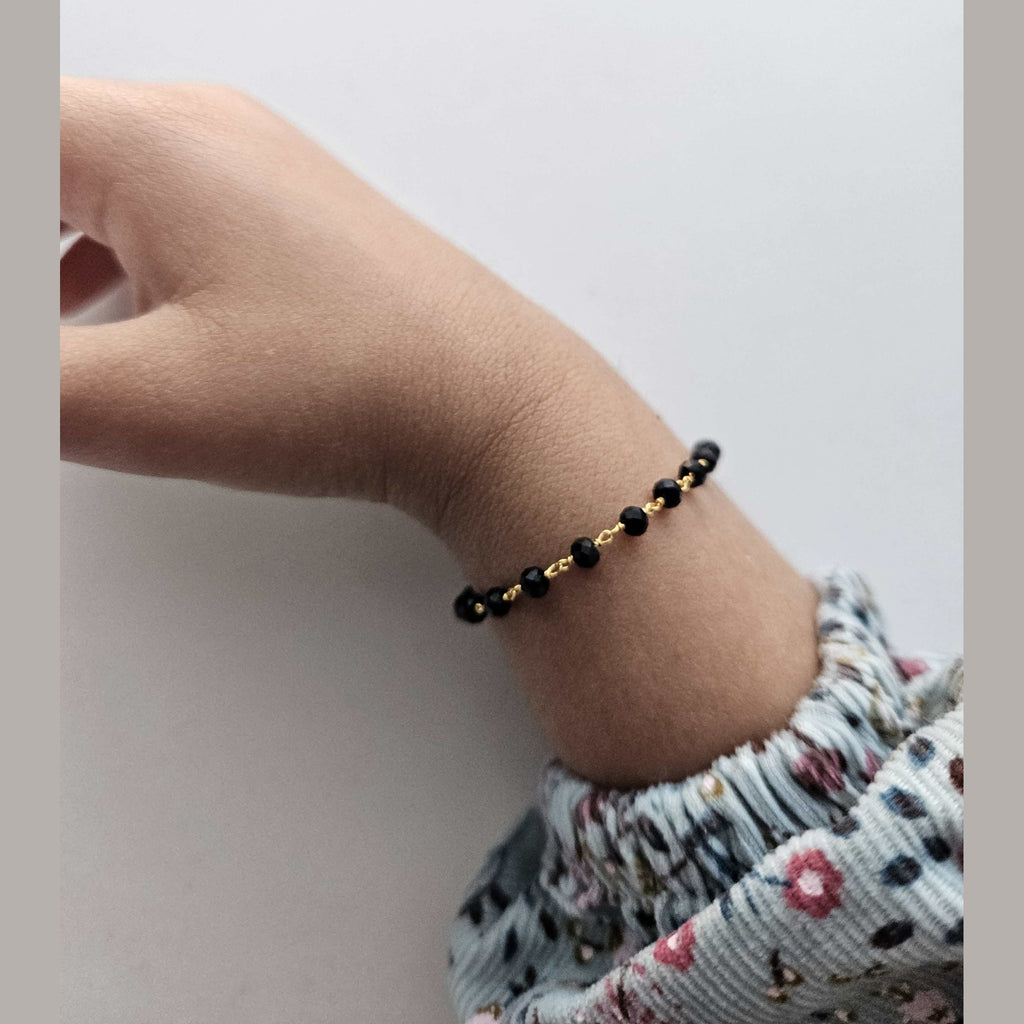 14ct Solid Gold and Black Onyx Beads Nazariya Bracelet