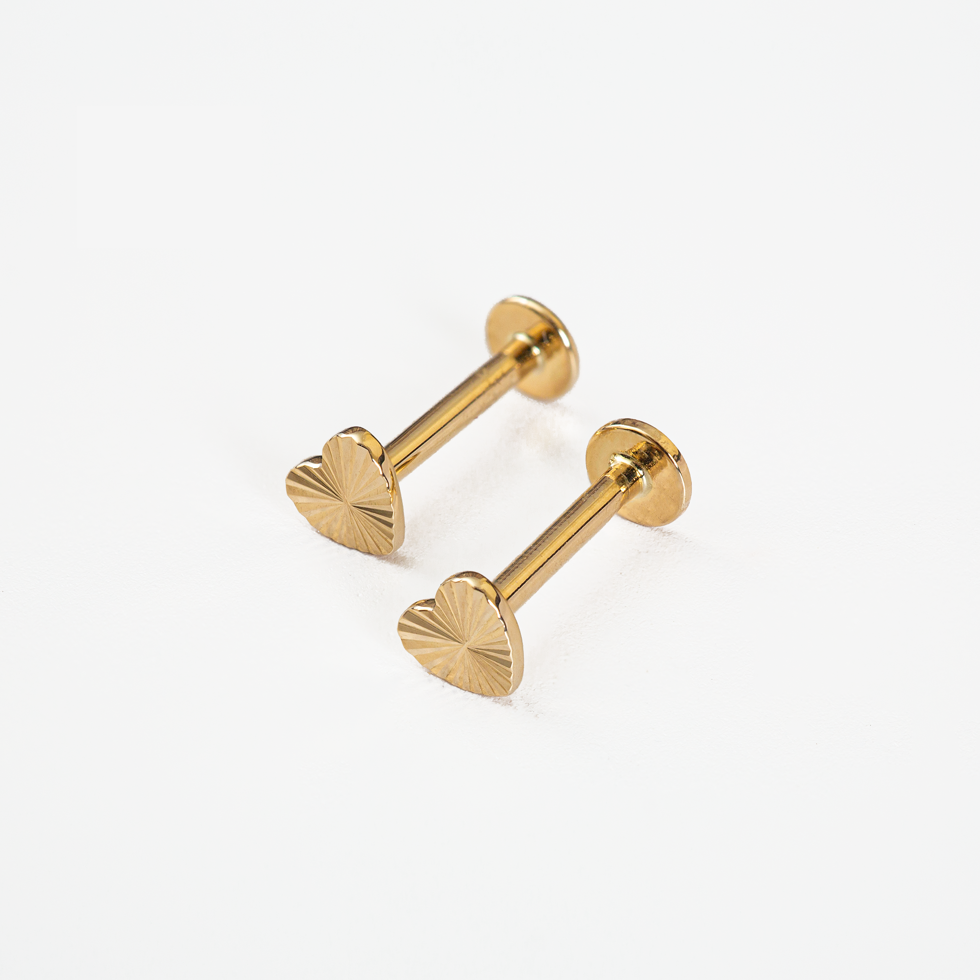 14ct Solid Gold Sunburst Heart Stud Earrings