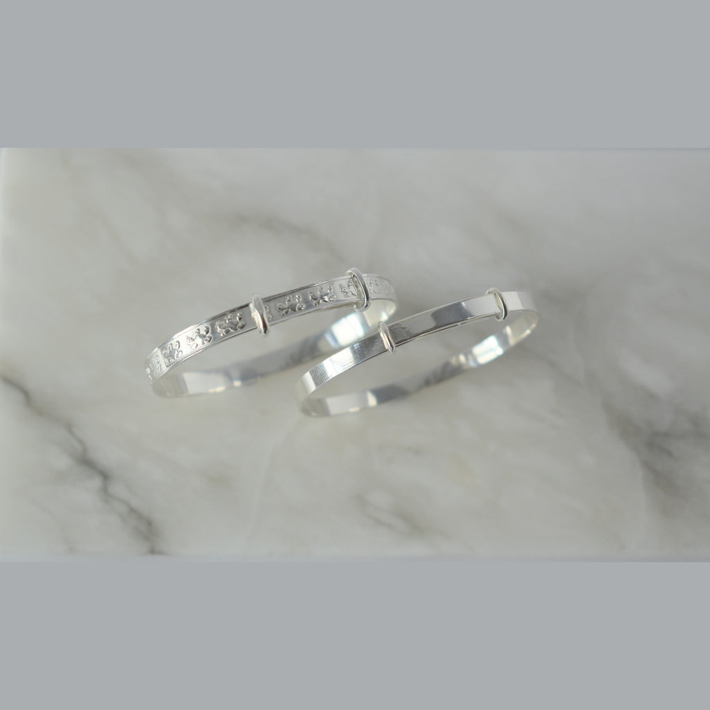 Silver Teddy Bear Baby Bangle