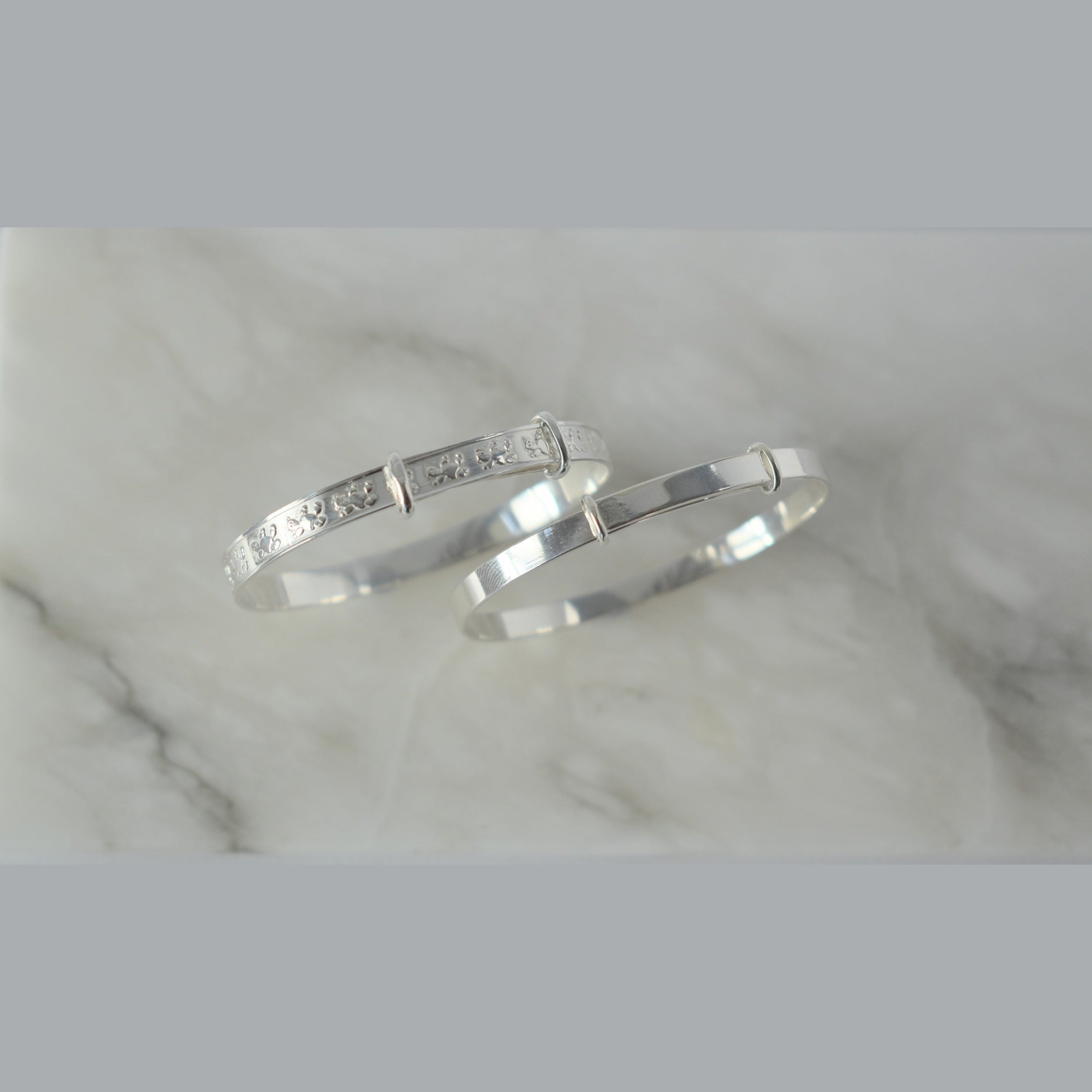 Silver Teddy Bear Baby Bangle
