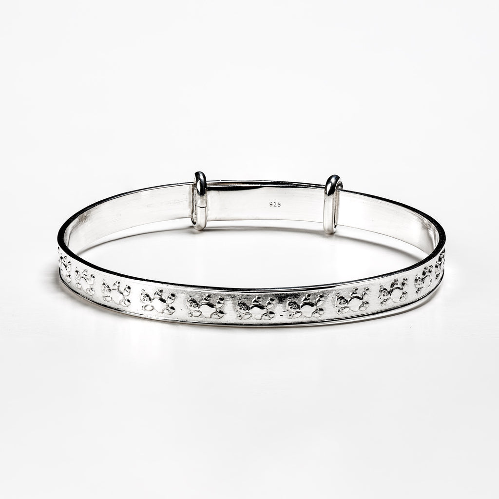 Silver Teddy Bear Baby Bangle