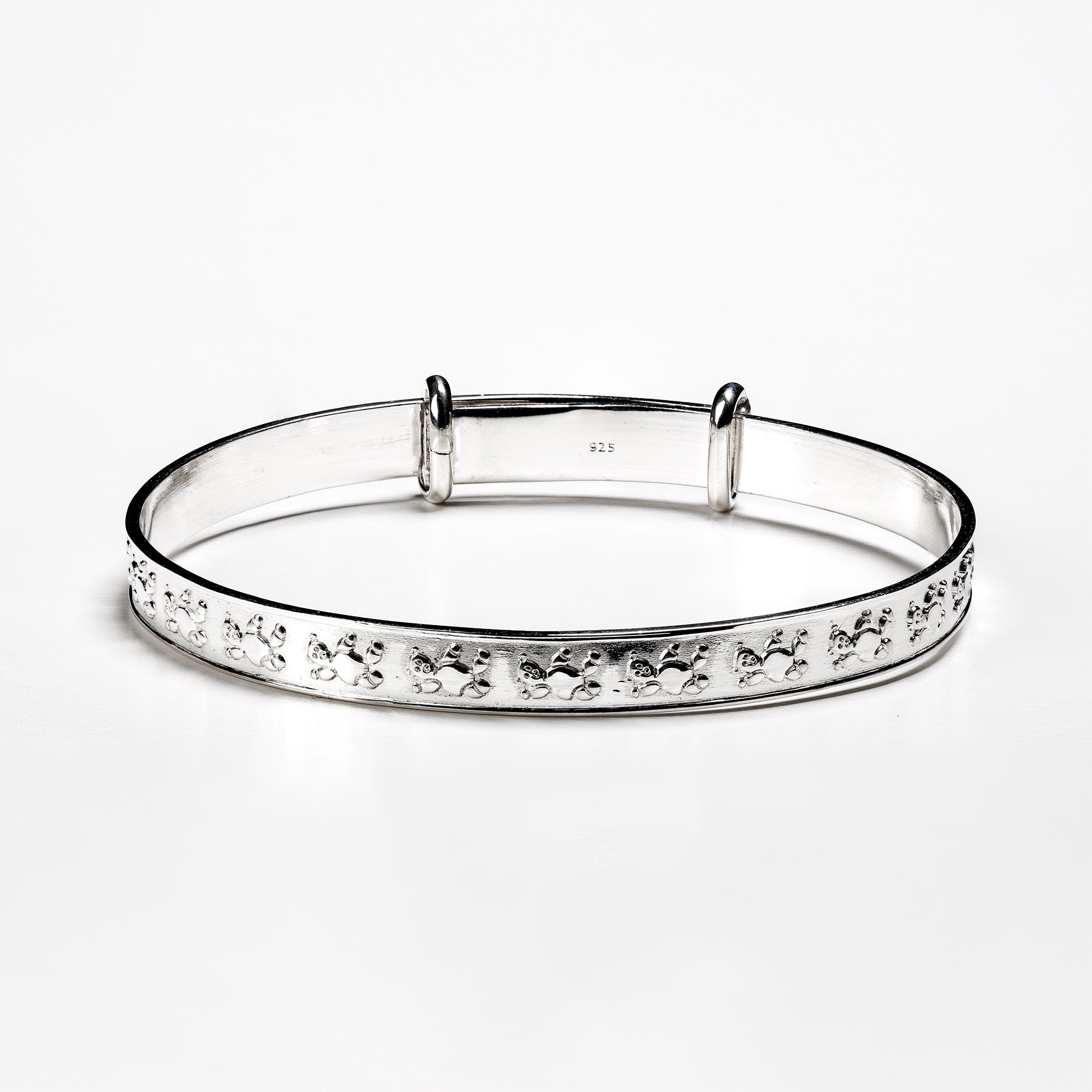 Silver Teddy Bear Baby Bangle