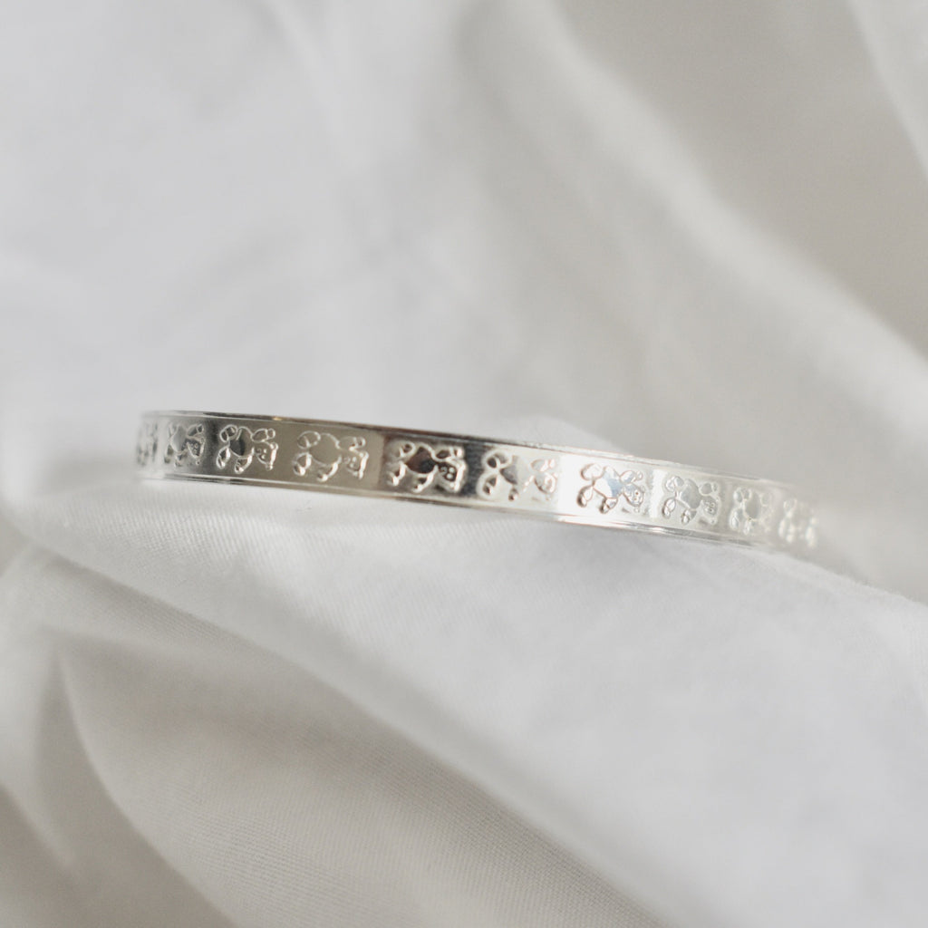 Silver Teddy Bear Baby Bangle