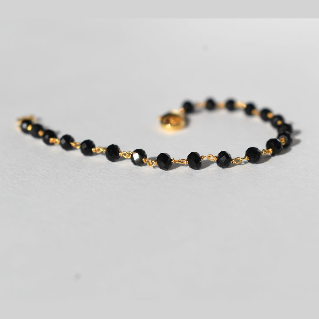 14ct Solid Gold and Black Onyx Beads Nazariya Bracelet