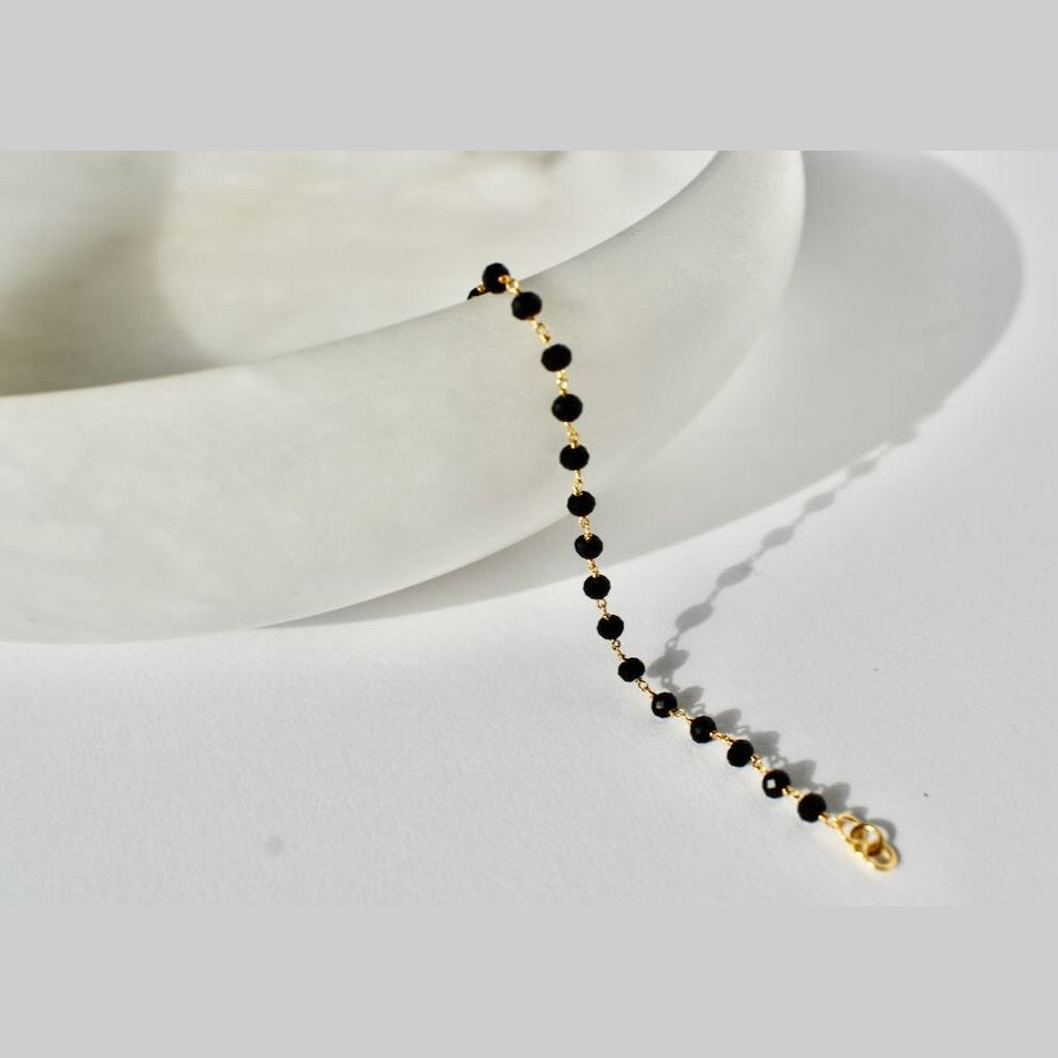 14ct Solid Gold and Black Onyx Beads Nazariya Bracelet