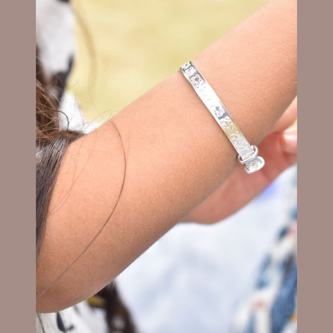 Silver Teddy Bear Baby Bangle